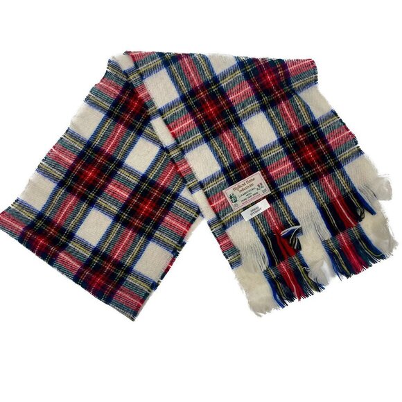 Highland Home Lambswool Vintage 100% Wool Plaid Scarf - Picture 1 of 7